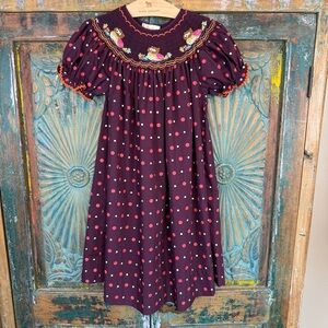Smocked Bishop dress with owls by Rosalina Collection